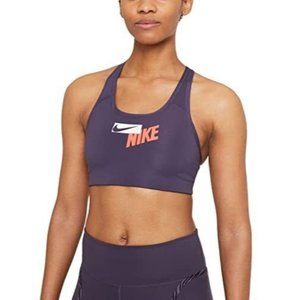 Nike Women's Logo Racerback Medium Impact Sports Bra Purple Size S